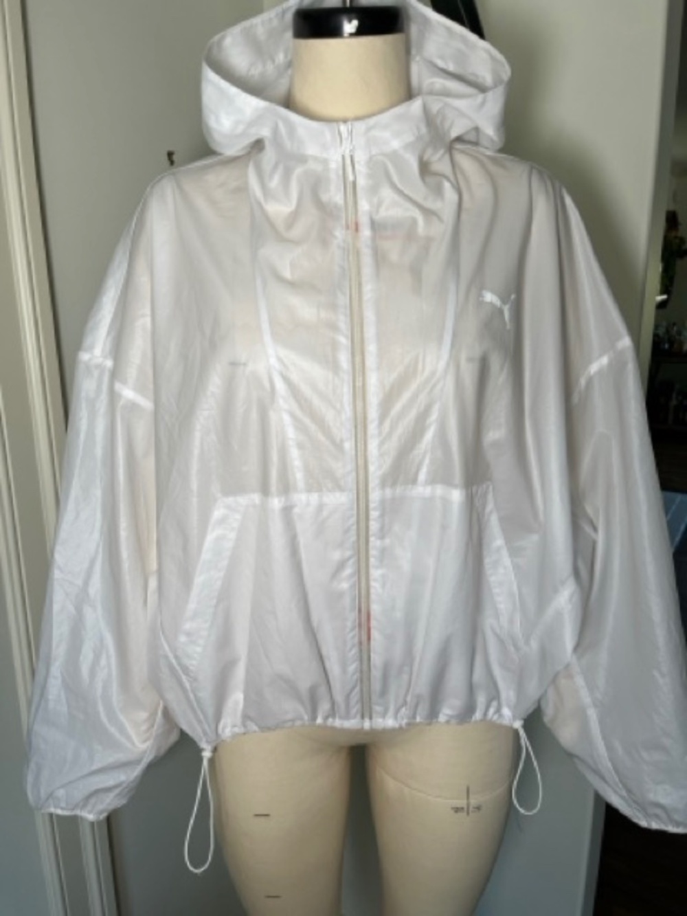 PUMA translucent women's woven hooded jacket size XL